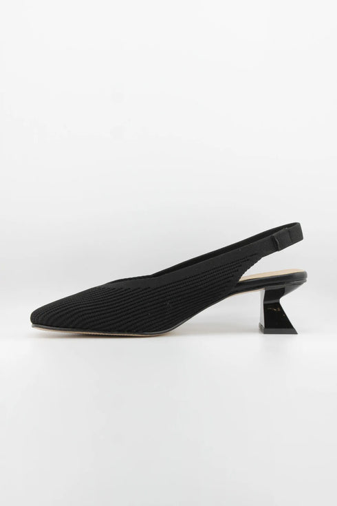 Miss Elastic Slingback Knit Textured Geometric Heels